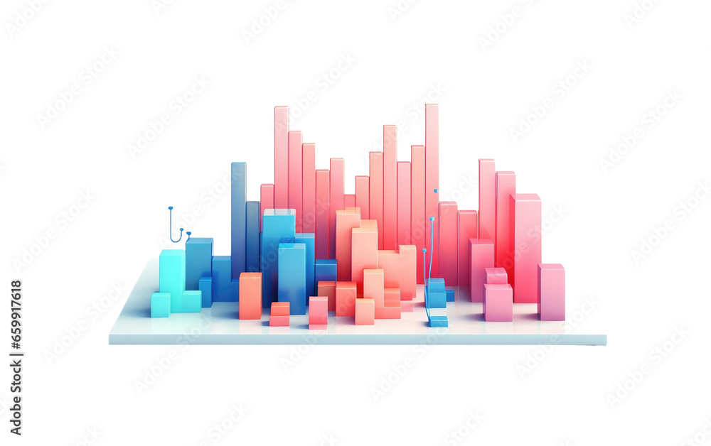 Whimsical Data Analysis in 3D Cartoon on isolated background
