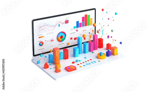 Playful 3D Cartoon Analytics Snapshot on isolated background