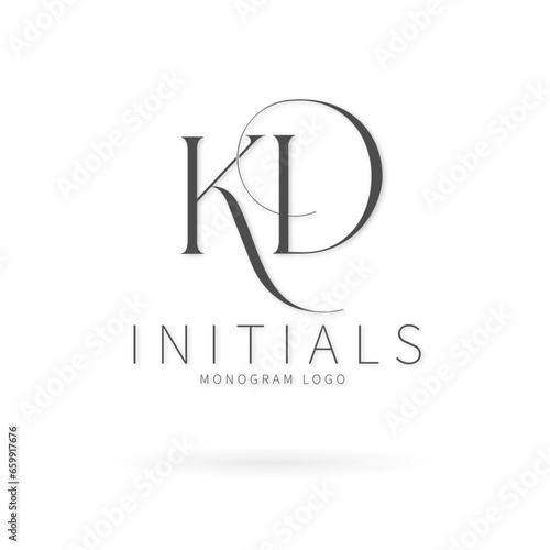 KD Monogram logo, Minimalist Typographic Line Monogram Logo, KD Wedding monogram logo, KD Typography Initial Letter Brand Logo