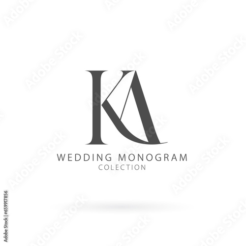 KA Typography Initial Letter Brand Logo, KA brand logo, KA monogram wedding logo, abstract logo design