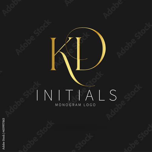 KD Typography Initial Letter Brand Logo, KD brand logo, KD monogram wedding logo, abstract logo design