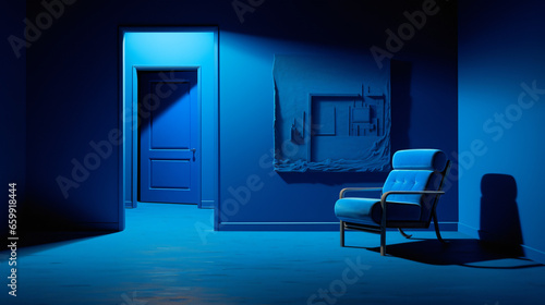 Interior of blue a room