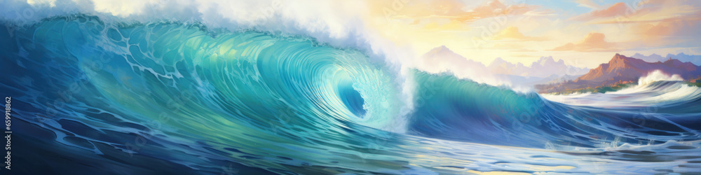 Beautiful deep blue tube wave in the Ocean Beautiful deep blue tube wave in the Ocean