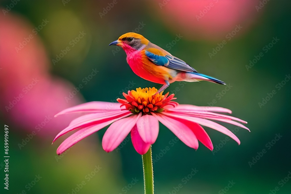 robin on flower