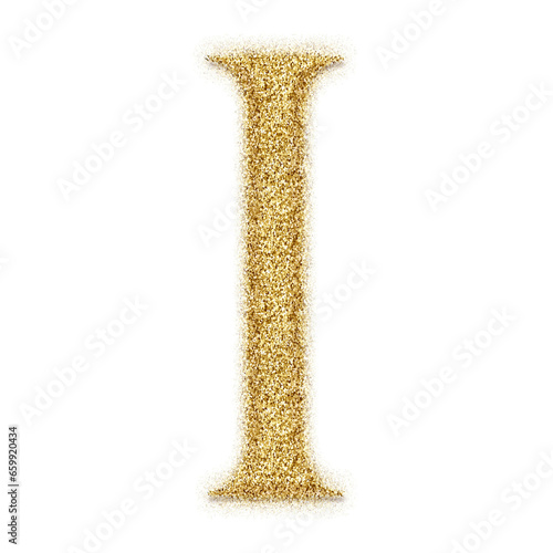 Gold glitter alphabet letters from A to Z, isolated on transparent background, uppercase. This is a part of a set which also includes numbers and symbols