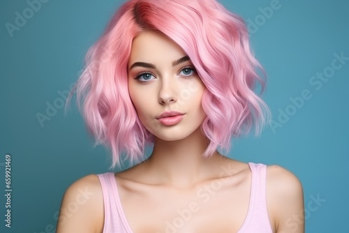 A captivating lady with a vibrant hair shade