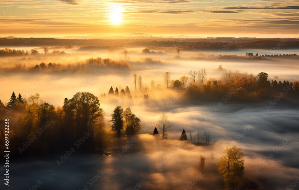 Obraz premium Vivid aerial view of a colorful autumn landscape