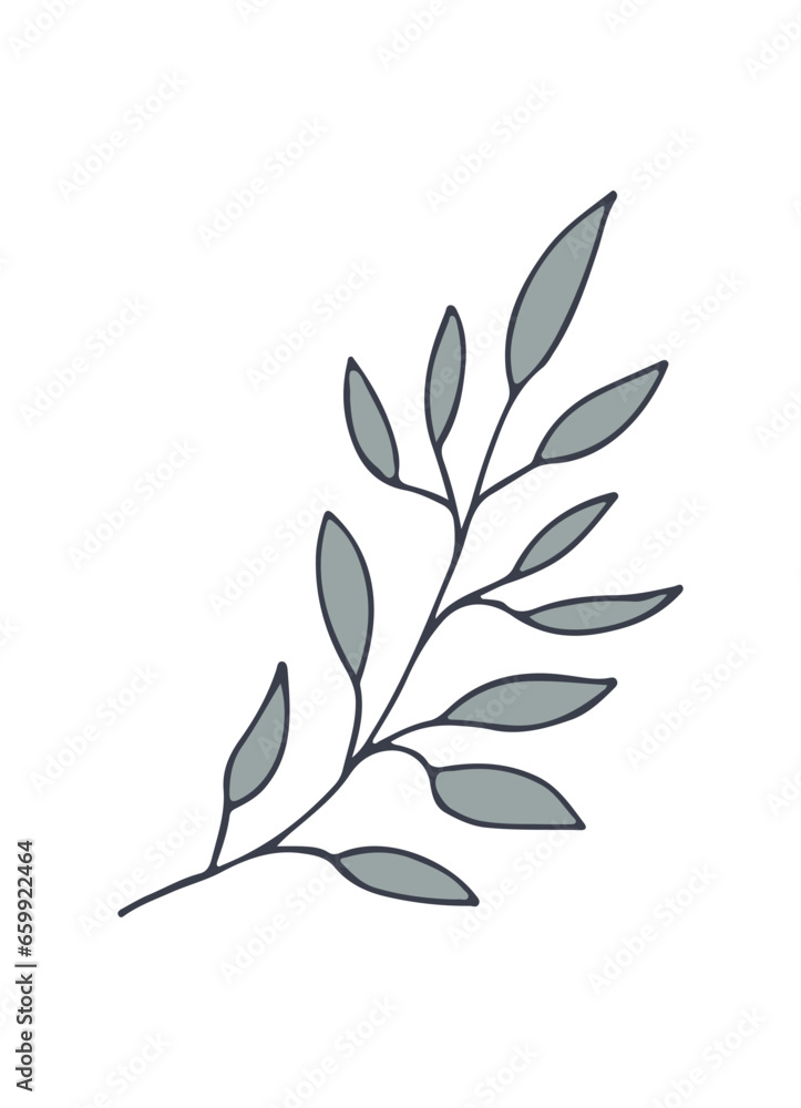 Twigs with leaves isolated on a white background. Vector hand drawn illustration. Ideal for cards, logos, decorations, invitations, cosmetic design. Vector illustration Twigs with leaves isolated on a white background. Vector hand drawn illustration. Ideal for cards, logos, decorations, invitations, cosmetic design. Vector illustration