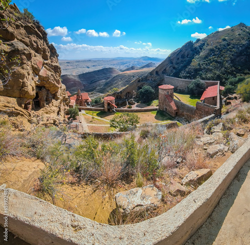 Panoramic view of the religious heritage of Georgia - David Gareja monastery.  photo