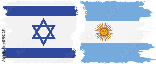 Argentina and Israel grunge flags connection vector