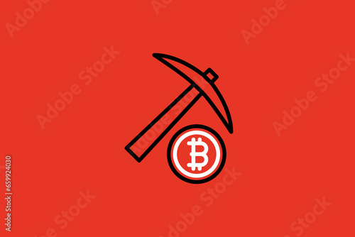 bitcoin mining illustration.  Vector illustration  in flat style design.