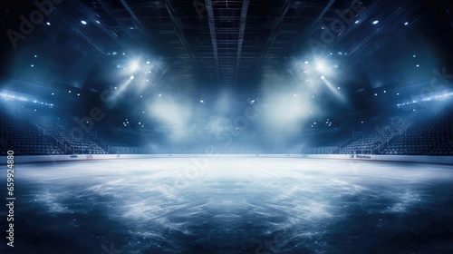 Ice arena, nobody. Dramatic lighting © cherezoff