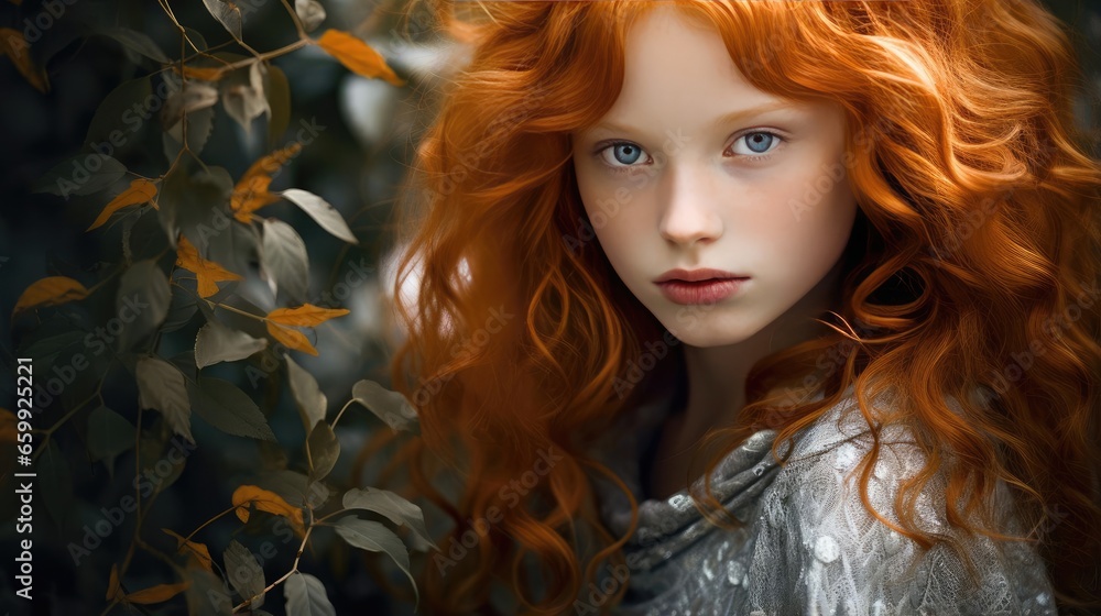 Young beautiful girl with red hair