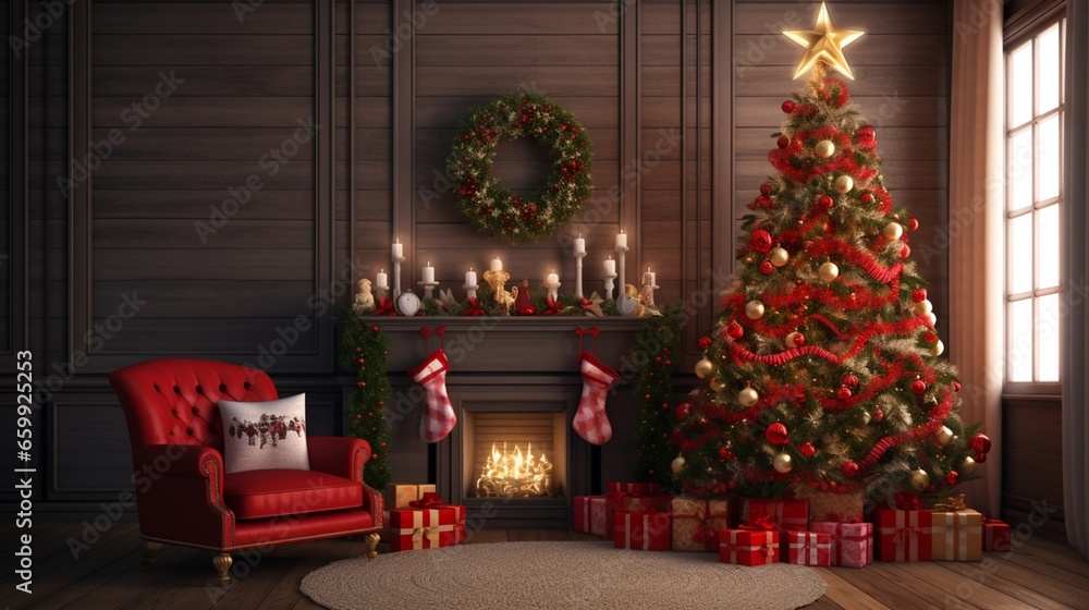 santa claus and christmas tree