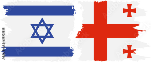 Georgia and Israel grunge flags connection vector