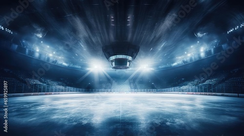 Ice arena, nobody. Dramatic lighting © cherezoff