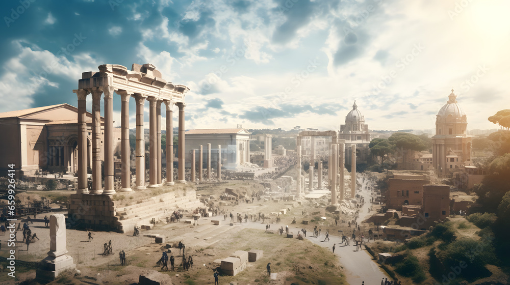 Obraz premium Ruins of a city with roman influences