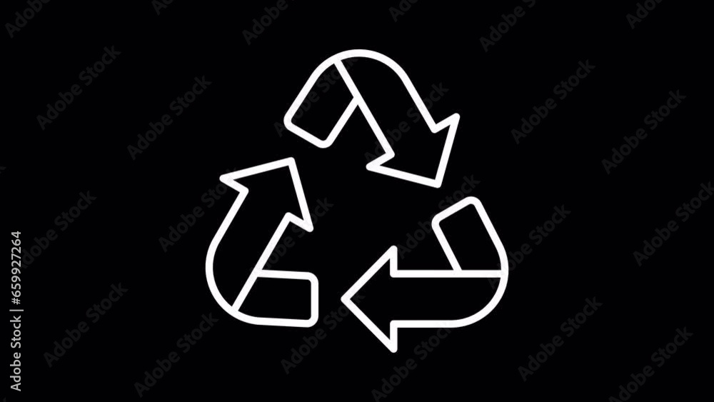 Recycling symbol. WHITE line icon animation on a transparent background. Recycling symbol. WHITE line icon animation on a transparent background.