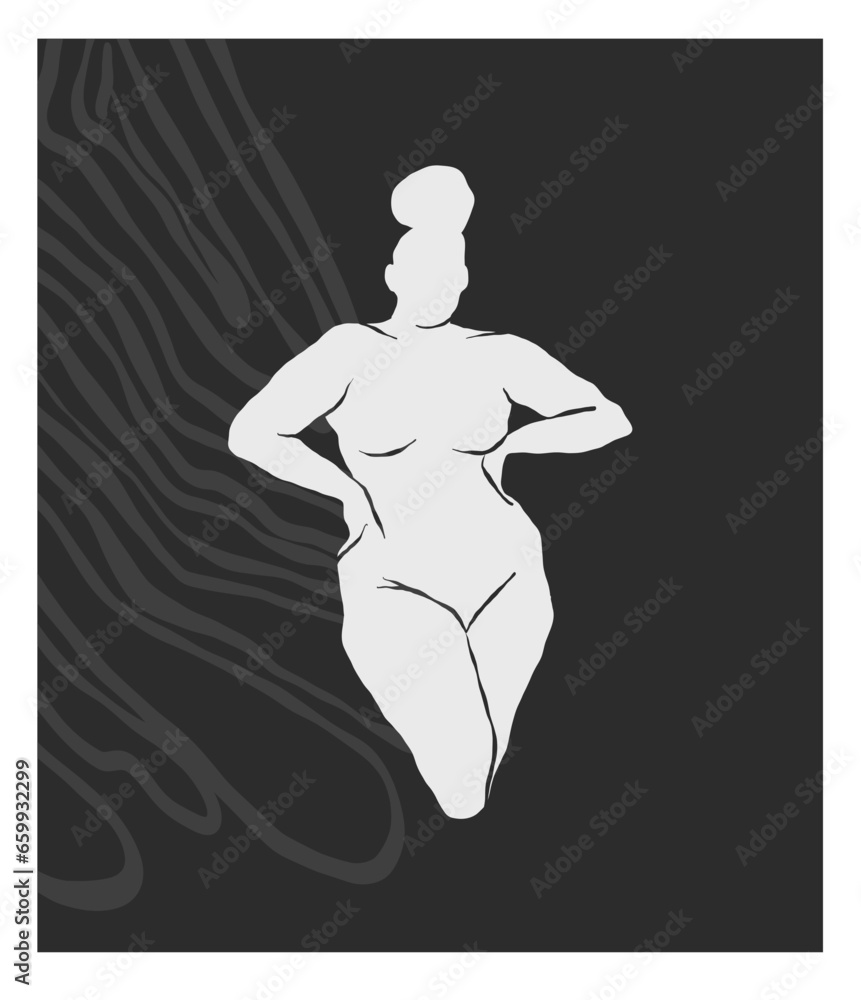 Fototapeta premium Hand drawn vector abstract graphic line art ,contemporary collection print with boho aesthetics female body graphic shapes.Fashion feminine concept design for wall decor,print,wallpaper,background.