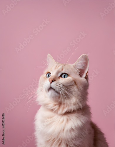 portrait of a cat, pink background