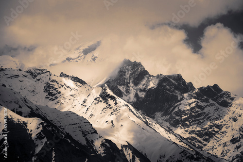 Kinnaur Kailash Mountain covered in clouds