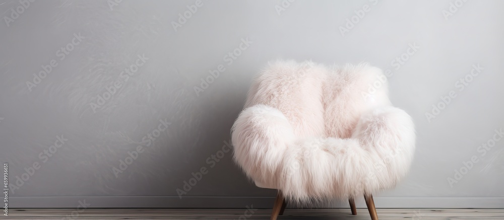 Chair with fluffy white cushion Chair with fluffy white cushion