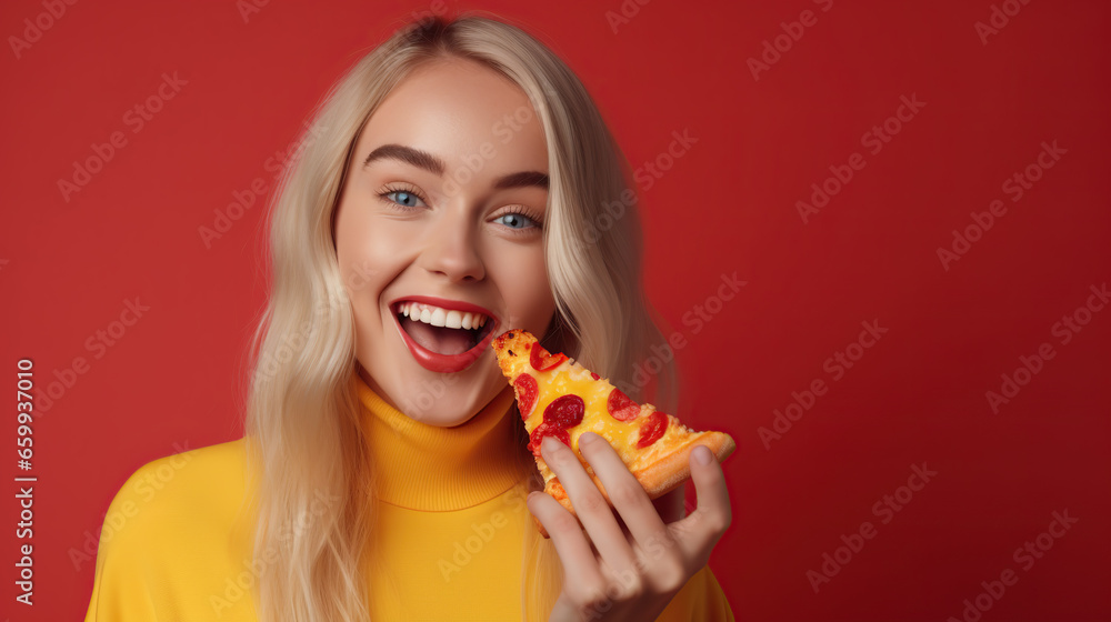 woman eating pizza woman eating pizza