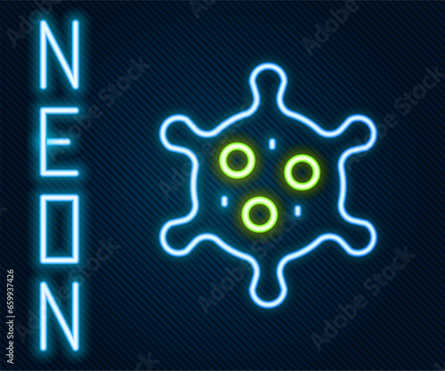 Glowing neon line Virus icon isolated on black background. Corona virus 2019-nCoV. Bacteria and germs, cell cancer, microbe, fungi. Colorful outline concept. Vector