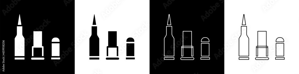 Set Bullet icon isolated on black and white background. Vector Set Bullet icon isolated on black and white background. Vector