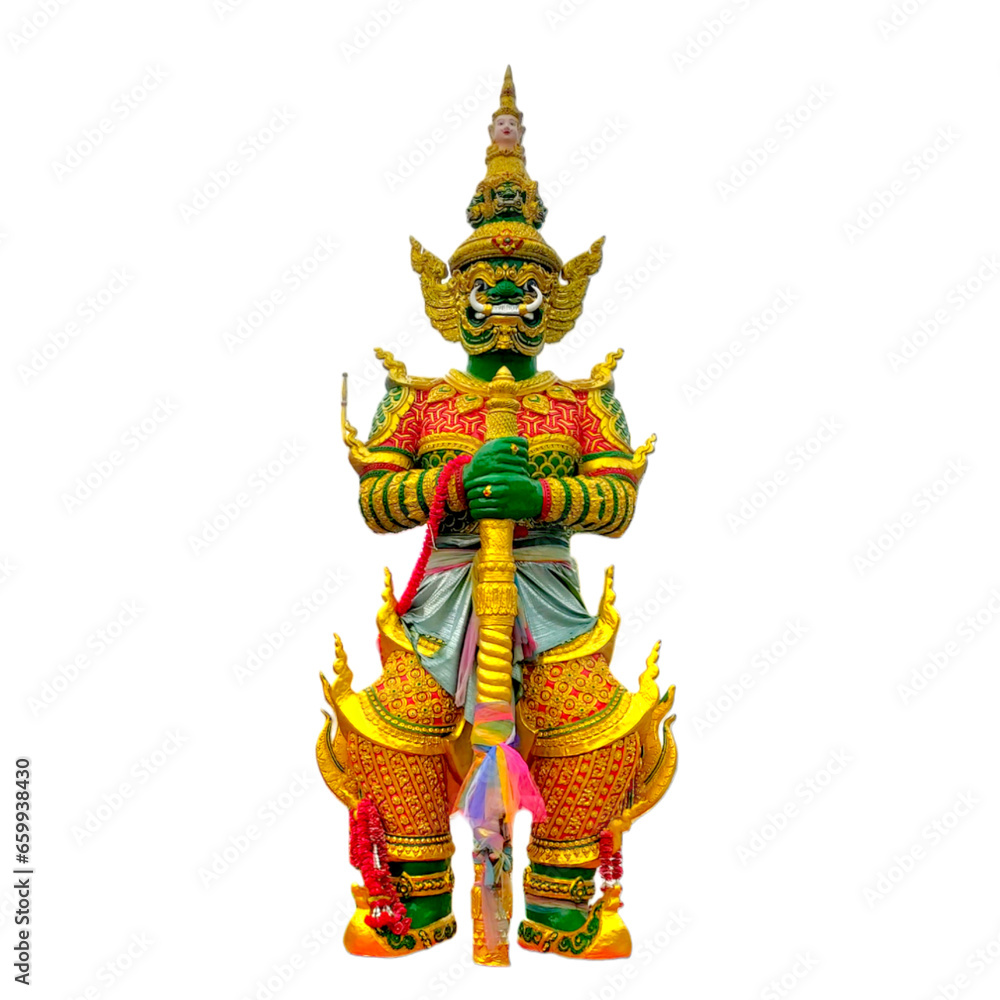 Fototapeta premium Green statue of Ravana . Public art in Thailand