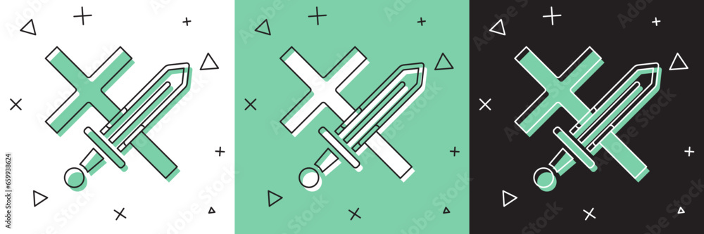 Set Crusade icon isolated on white and green, black background. Vector Set Crusade icon isolated on white and green, black background. Vector