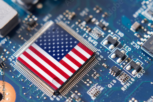 Computer chip with USA flag photo