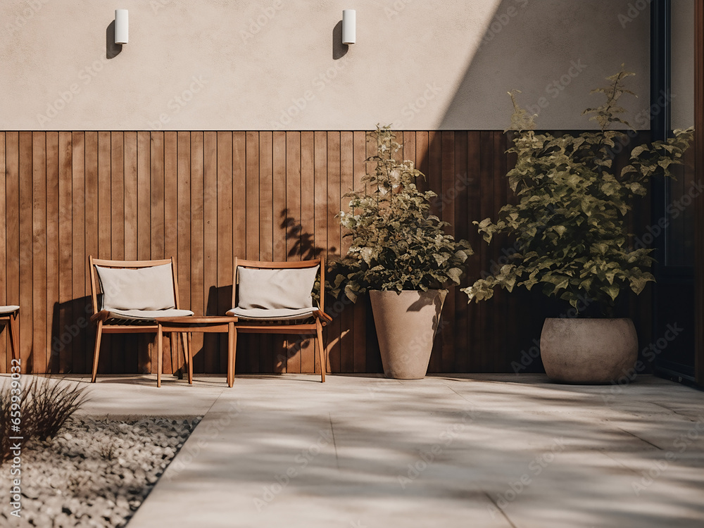 Clean lines define this minimalism backyard exterior.