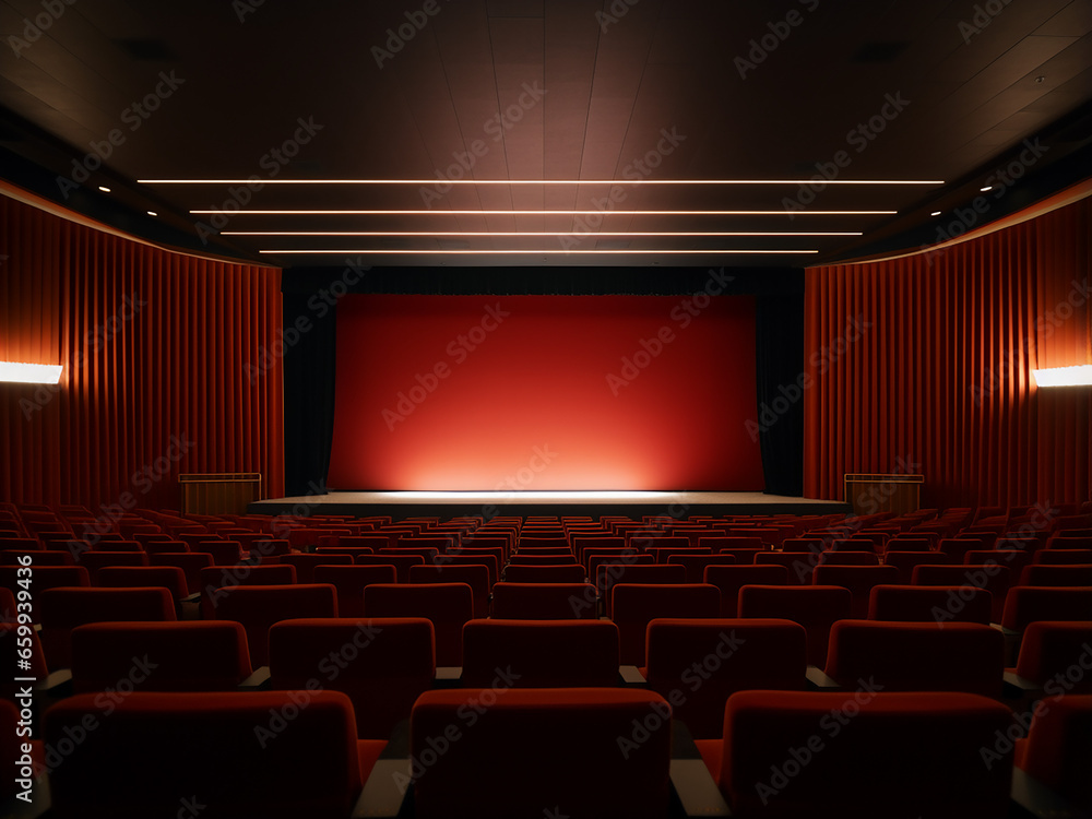 Stunning minimalism cinema room showcasing exquisite furniture and design. AI Generation.