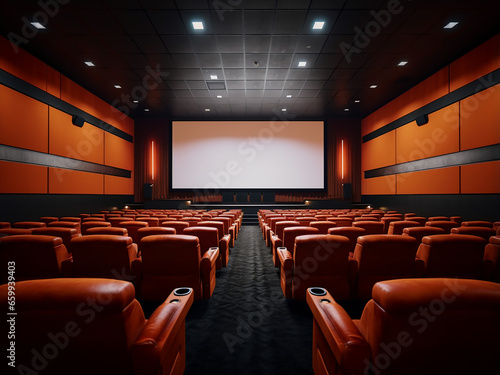 Minimalism cinema room with sleek furniture and stunning interior design. AI Generation.