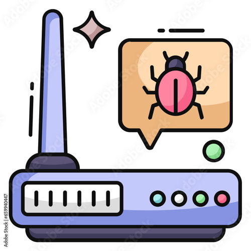 A flat design icon of router hacking 