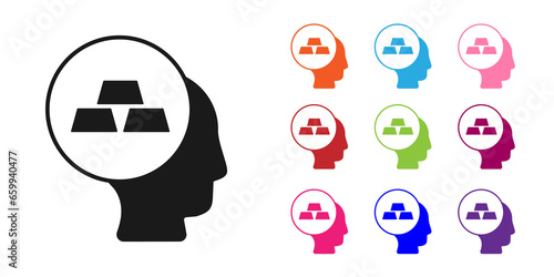 Black Gold bars icon isolated on white background. Banking business concept. Set icons colorful. Vector