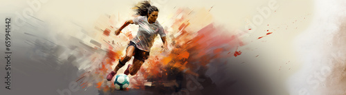 Woman playing soccer, football sport banner illustration © fabioderby