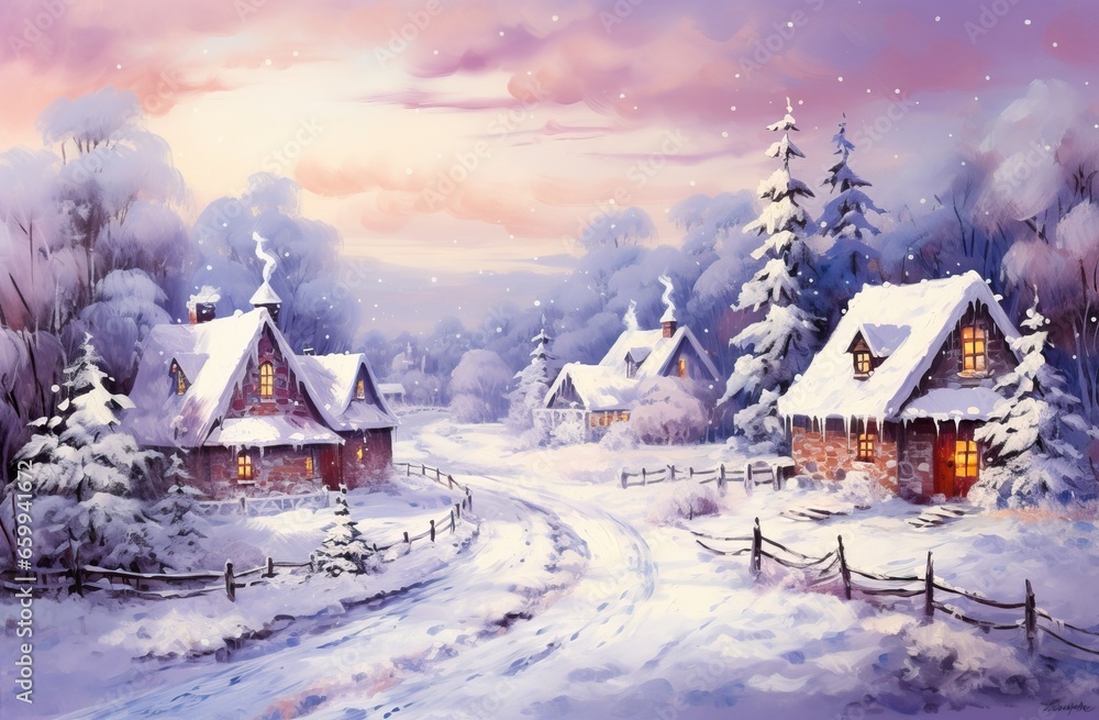 Cozy Winter Village Illustrations