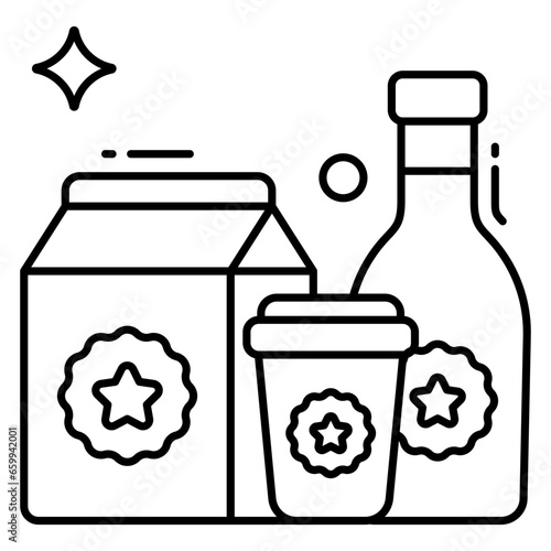 Editable design icon of takeaway products 
