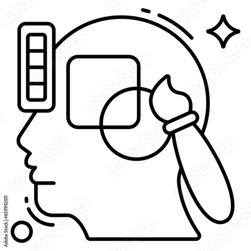 Conceptual flat design icon of creative mind