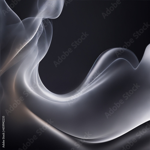 abstract blue background with waves - Gray background - Smoke flame gray - Generative AI