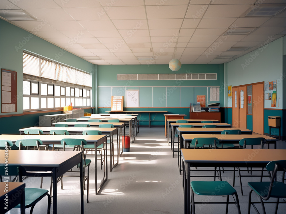 Explore the elegance of a modern classroom setting. AI Generation. Explore the elegance of a modern classroom setting. AI Generation.