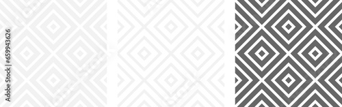 Set of seamless gray diamond pattern made from straight lines to create fabric and wallpaper. Geometric shapes in trendy retro style for room decoration.