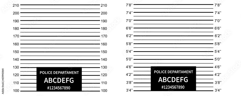 Police station line template. Vector isolated templates. Police lineup or mugshot linear background. Vector illustration. EPS 10 - obrazy, fototapety, plakaty 