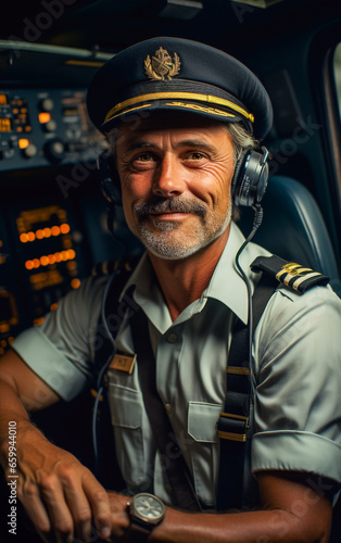 Airline pilot man in a cockpit © Giordano Aita