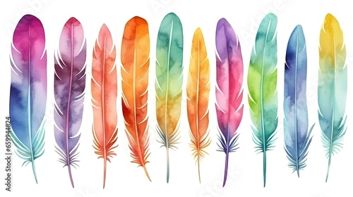 Set of bird feathers on transparent background © mashimara