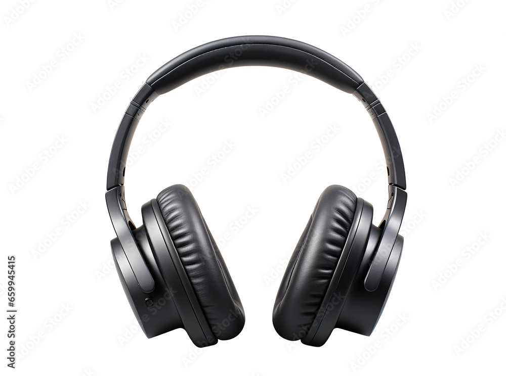 Black headphones isolated. Generative AI Black headphones isolated. Generative AI
