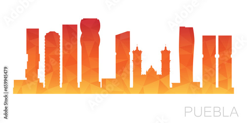 Puebla, Mexico Low Poly Skyline Clip Art City Design. Geometric Polygon Graphic Horizon Icon. Vector Illustration Symbol.