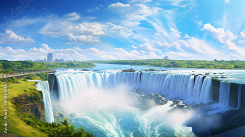 Fotografia Niagara Falls Horseshoe Falls in a sunny day
